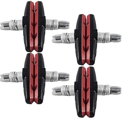 CZ Store® - Cykelbroms|LOT DE 4|✮Livstidsgaranti✮- V-broms för cykelbromsok|70 mm | cykelbromsbelägg/VTT/VTC- bromsbelägg med muttrar för cykelbromsar- (röd)