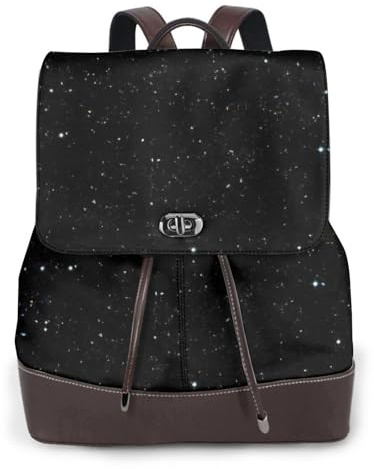 Yyoretp Sac à dos en cuir pour femme avec imprimé pailleté noir, sac à dos décontracté pour le travail, sac à dos tendance de voyage pour dames, Noir , taille unique
