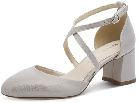 Tamaris Damen Pumps mit Blockabsatz, metallic, 41 EU