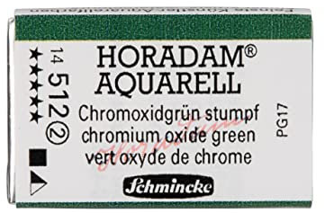 Schmincke – HORADAM® AQUARELL - feinste Künstler-Aquarellfarben, 512 Chromoxidgrün stumpf, 14 512 043, 1/1 Näpfchen
