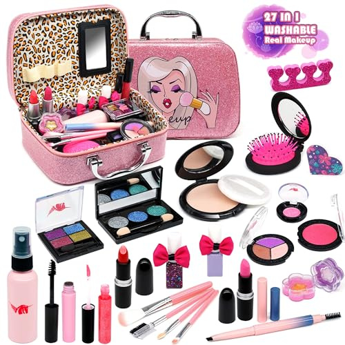 Kids Makeup Sets For Girls - Unicorn Teenage Washable Make Up Starter Kit, Childrens Princess Pretend Play Games Toys Presents, Little Girl Birthday Gifts Set For Age 3 4 5 6 7 8 9 10 11 12 Year Old