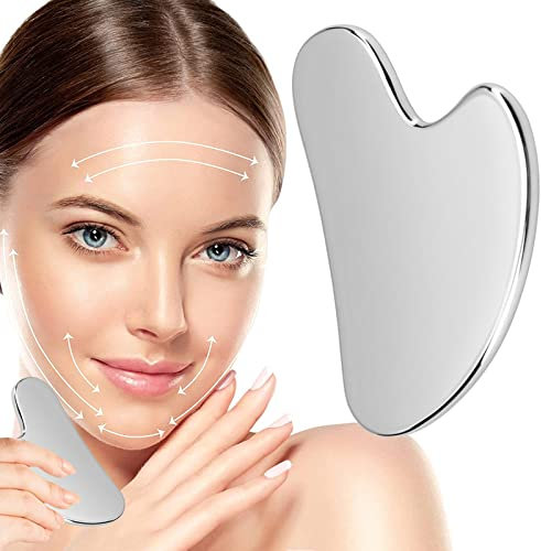 Gua Sha Edelstahl, Gua Sha Gesichtsmassage,Guasha Gesichtsroller Face Roller Massageroller Gesicht, Gua Sha Stein zur Muskelentspannung, Lindert Falten für Gesicht, Augen, Nacken, Körperpflege