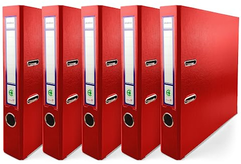 Netuno 5x Ring-Buch rot DIN A4 2-Ring-Mechanik 5cm Ringmappe a4 schmaler Aktenordner a4 schmal Aktenordner dünn Kunststoffordner a4 einfarbig Ordner Dokumente Ringbuch Ordner Schulordner