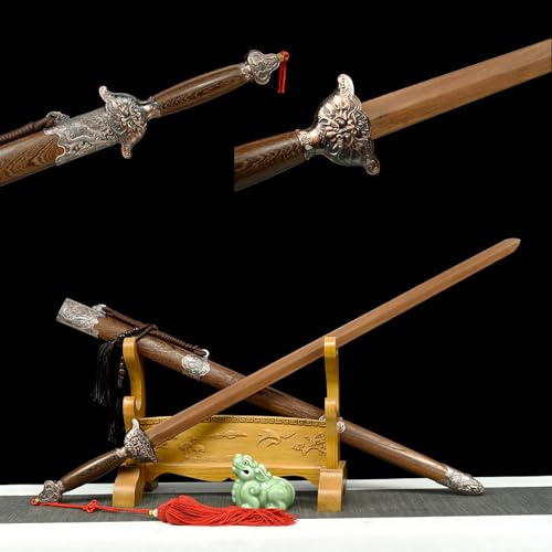 Spada Tai Chi Fatta a Mano da 102 cm,Spada in Legno di Sandalo Naturale,con Fodero in Legno Massello Bokken,per Allenamento Kendo,Pratica di Spada,Esercizi Mattutini e Allenamento Samurai