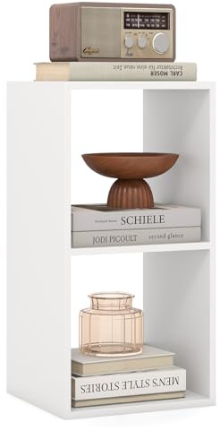 RELAX4LIFE Libreria a 2 Cubi, Scaffale Verticale Moderno con 3 Ripiani Aperti, Organizer di Stoccaggio Autoportante con 2 Kit Antiribaltamento per Soggiorno, Camera da Letto Bianco