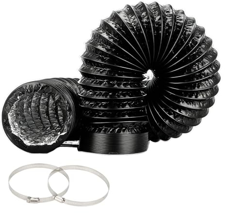 Abluftschlauch 150mm, Abluftschlauch Klimagerät, 5m Länge, Alu Flexrohr, Lüftungsschlauch mit 2 Schlauchschelle für Mobile Klimaanlage, Trockner, Abluftventilator, Abzugshaube, Belüftungssystem