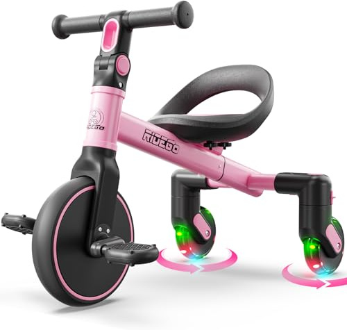Ridego 3-in-1 Toddler Tricycle for 2-5 Years, Drift Trike with 360° Spin, Light Up Wheels, Adjustable Seat, Kids Outdoor Ride On Toy for Boys Girls
