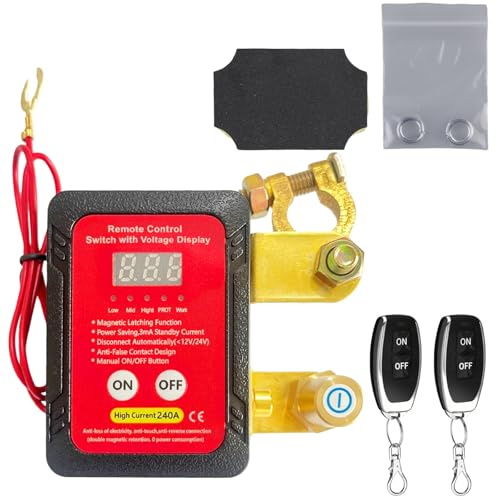 Interruttore di separazione batteria da 12 V con telecomando senza fili, batteria Kill Switch antifurto con indicatore LED, interruttore di separazione della batteria da 240 A, con spegnimento per