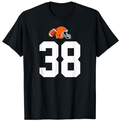 Americano Fútbol Casco Estilo Vintage Número 38 Camiseta