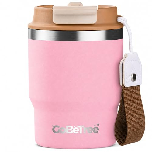 GoBeTree Termisk Kaffemugg 360 ml (12 oz) Rostfritt Stål QUARTZ. tumbler och resekaffemugg med 3-i-1 läckagesäkert lock, sugrör och avtagbar bärrem för kontor, bil, resa, gym och utomhus
