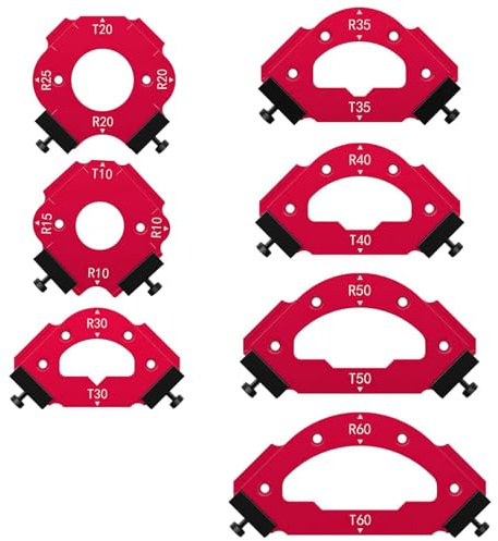 Radius Lot de 7 gabarits de fraisage de rayon d'angle en aluminium, jauge de rayon 18 fois pour l'intérieur, les courbes extérieures et chanfreins (R10-R60, T10-T60) avec double butées pour