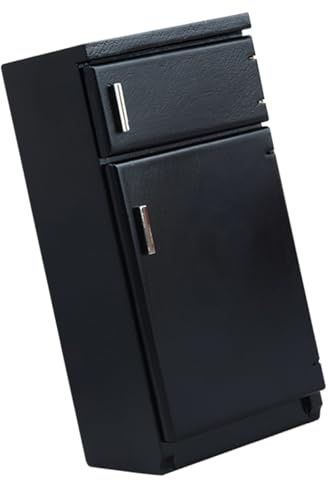 Réfrigérateur 1/12 pour maisons de poupées avec portes fonctionnelles Construction composite en bois pour scénarios de jeu créatif Modèle Maison Noir Réfrigérateur Accessoires de cuisine