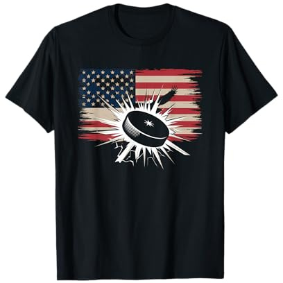 Camiseta De Hockey con Bandera Americana para Hombre Y Niña, Camiseta