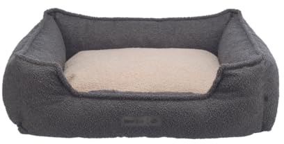 TRIXIE Hundebett Coline 80 × 65 cm in dunkelgrau/beige - Hundeschlafplatz aus recyceltem Material - Hundekorb für mittelgroße Hunde - rutschfest und waschbar - 36671