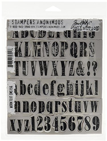 Stampers Anonymous Tim Holtz Cling Rubber Stamp Set, 7 by 8.5-Inch, Worn Text