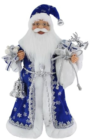 Windy Hill Collection 16 Inch Standing Royal Blue Santa Claus Christmas Figurine Figure Decoration 416110