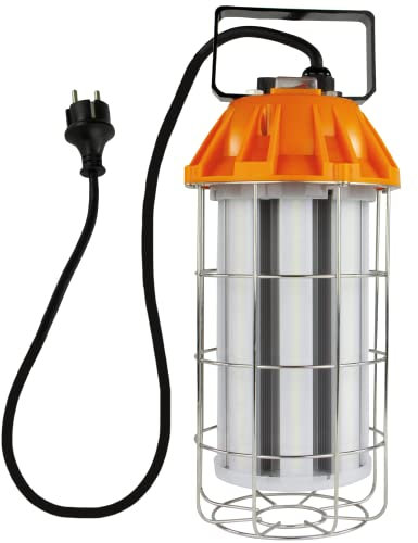 REV LED Arbeitsleuchte POWER-BULB mit 5500lm bei 50W – 360° Ausleuchtung, Dimmer, 25.000h, Kippschalter, grau-orange