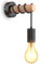B.K.Licht Lampada da parete retrò in metallo e legno, lampadina E27 non inclusa, applique vintage, design industriale, ideale per ambienti rustici e moderni, nero IP20
