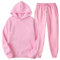 Minetom Tuta da Uomo Unisex Set Felpa con Cappuccio Abbigliamento Sportivo Pantaloni da Jogging Tuta da Jogging da Palestra Vestito di Coppia A Rosa S