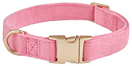 YUDOTE Collar de perro ultrasuave de algodón natural con cordón para perros pequeños con piel sensible, rosa