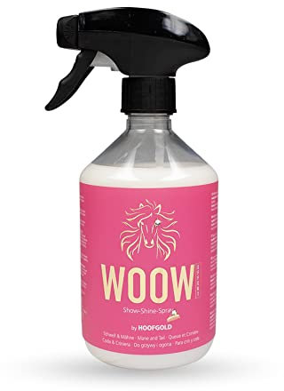 HOOFGOLD WOOW Mähnenspray für Pferde – Glanzspray & Schweifspray mit Wow-Effekt – Leichtkämmspray für Mähne & Schweif – Extra Pflege für Friesen, Tinker, Haflinger – ADMR-konform – 500 ml