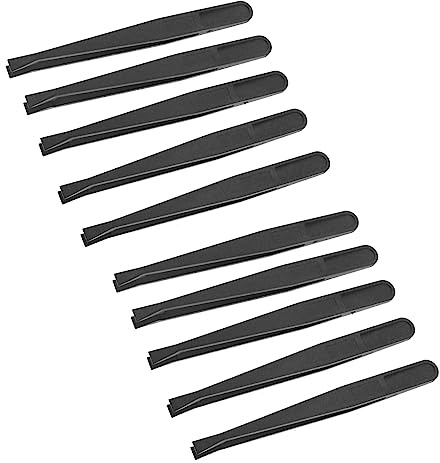 10 pinzas de plástico con punta plana inclinada antiestática para electrónica, joyería, trabajo de laboratorio, reparación