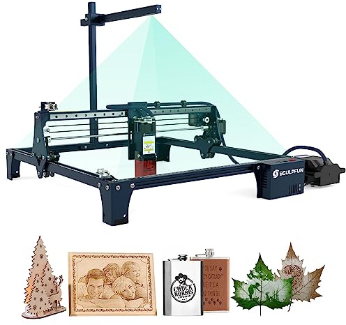SCULPFUN S30 Pro Laser Engraving Machine with Automatic Air Assist and CAM500 Lightburn Camera, 10W Quad Laser Output Power, 0.005mm Engraving Accuracy Laser Engraver CNC Laser Cutter