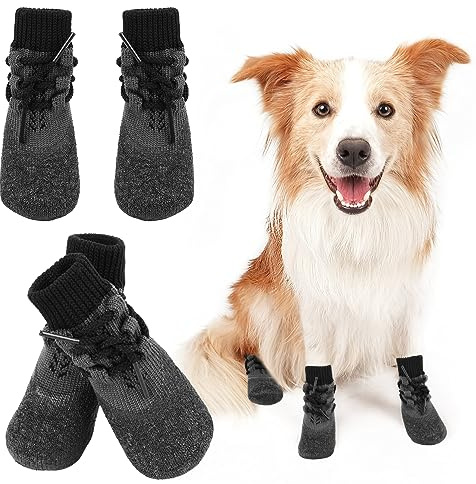 Byffoer Zapatos para perros, XS, gris, impermeables, antideslizantes, calcetines protectores para perros pequeños, protección de patas, uso en exteriores