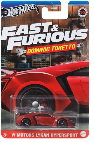Hot Wheels Fast and Furious Dominic Toretto Auto W Motors LYKAN HYPERSPORT - Modelo a Escala 1:64 - Longitud 7 cm - HRW48