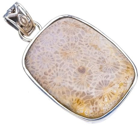 StarGems Natürlich Chrysantheme Jaspis Handmade 925 Sterling Silver Anhänger 1 3/4 F6607