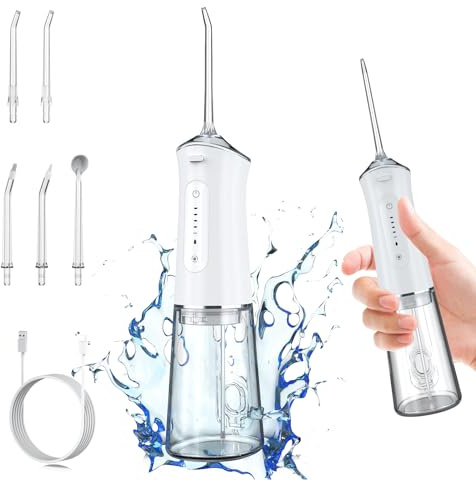 Portable Water Dental Flosser for Teeth Cordless Rechargeable Oral Irrigator with 5 Modes 40-140PSI for Teeth Cleaning IPX7 Waterproof (200ml Water Tank)