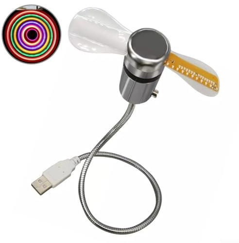 Ventilatore dell'orologio a LED di facile installazione, alimentato tramite USB con regolabile per la direzione e la visualizzazione dell'ora (colorato)
