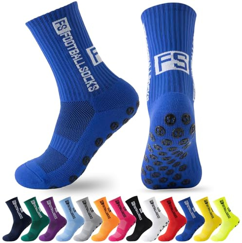 MPXEAVG 3 Pares Calcetines Futbol, ​​Calcetines Antideslizantes Futbol, Deporte Hombre, Medias de Futbol, Deportivos (Azul)