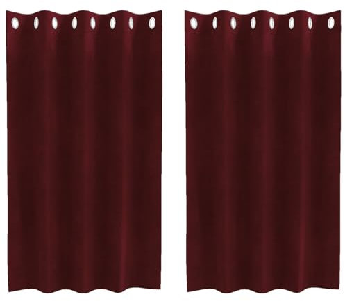 vidaXL Weinrote Ösen Vorhänge 140X140 cm Verdunkelungsvorhänge Farbecht Innensichtschutz Moderner Stil Polyester Privatsphäre Wohnzimmer Dekoration Schlafzimmer