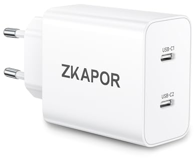 ZKAPOR 45 W USB C-laddare, 2-port USB C-strömförsörjning, snabbladdare - vit