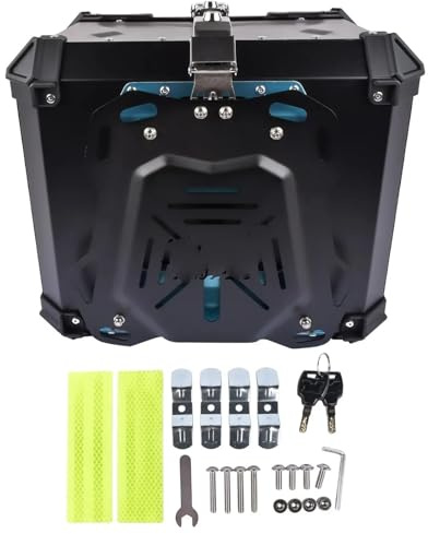 JKELPV Motocicleta Caja De Equipaje Compatible con el baúl Superior de Motocicleta AP03 de 55L, Impermeable, de Aluminio, con Cerradura de Seguridad.