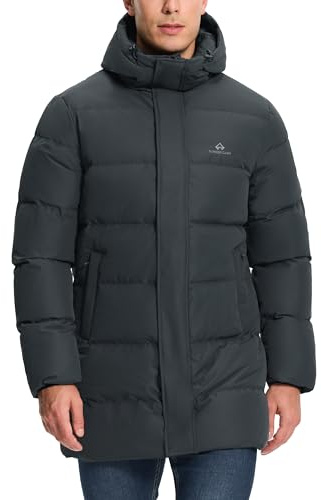 Pioneer Camp Chaqueta de plumón para hombre, larga, cálida, resistente al viento, impermeable, chaqueta de entretiempo, con forro, chaqueta de invierno con bolsillos, parka, chaqueta con capucha (224