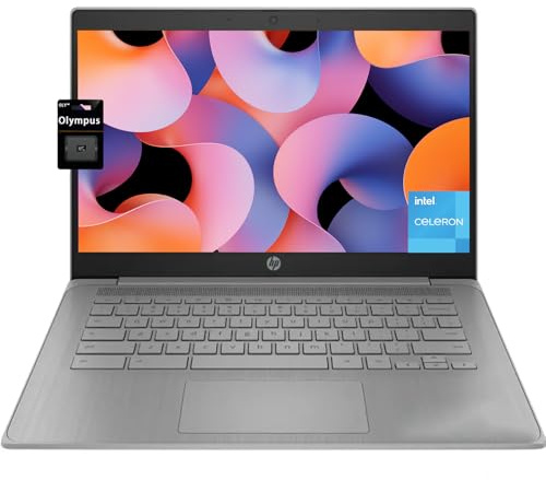 HP Chromebook 14 Laptop, Quad-Core Intel Celeron Processor N4500(> N4020) 4GB RAM, 192GB Storage,(64GB eMMC+128GB SD Card) 14''HD Display, Wi-Fi6, Bluetooth, Chrome OS, Long Battery Life, Modern Grey