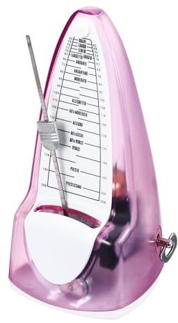 QUARKZMAN Metronome Mecanique, Haute Precision Chronometre Musical Professionnel Metronome Universel Pour Piano Guitar Violin Ukulele Player, Transparent Rose