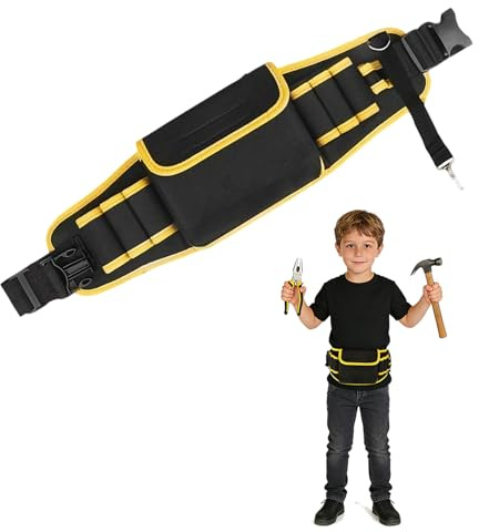 TAKONE Werkzeuggürtel Kinder – Hochwertiger Verstellbarer Werkzeug Gürtel Mit Taschen, Karabiner & Hammerschlaufe – Für Kleine Baumeister & Bauarbeiter