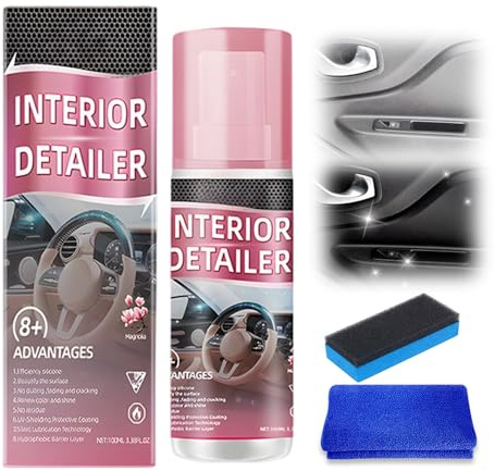 Polish Voiture Rayure, 2026 Neu Kit Nettoyage Voiture Pour Plastiques Intérieurs Avec Chiffon et Eponge Microfibre, Nettoyant Intérieur Spray pour Tableau Bord, Tissus, Simili Cuir (1Pcs)