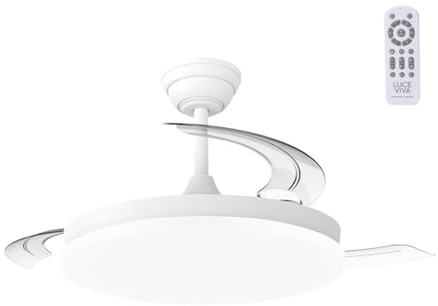 Greenice Marele Ventilador de Techo Ø106cm | Motor DC 29W | 3 Aspas | Luz LED 48W 5040lm, 3500-6500K | 6 Velocidades | Mando a Distancia | Función Verano/Invierno | Blanco