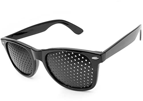 Ganzoo Raster-Brille, Loch-Brille für Augen-Training und Entspannung, Gitter-Brille mit faltbaren Bügeln, Form B, Pinehole Glasses, Farbe: schwarz
