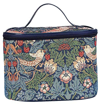 Tapisserie Signare Sac à Maquillage, Organisateur des Cosmétiques, de Voyage Trousses de Toilette, Beauty Case (Strawberry Thief Blue)