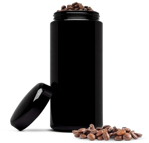 Infinity Jars, 1 L (12 oz) Airtight Coffee Canister Ultraviolet Glass Coffee Bean Storage Container Antistatic, Light Blocking Container for Coffee, Herbs, Tea & Spices Durable