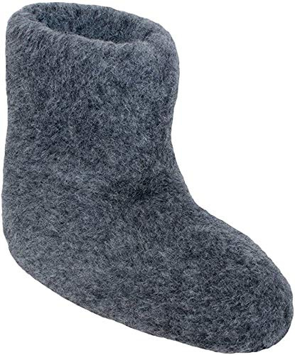 SamWo, 100% pura lana de oveja pantuflas zapatillas de lana calentadores de pies zapatos cabaña botas azul petróleo, grafito Pr, 43/44 EU
