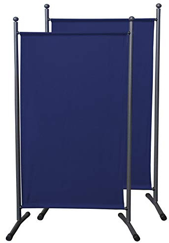 QUICK STAR 2 Stück Paravent 180 x 78 cm Blau - Raumteiler Stellwand Blickdicht Innen & Außen - Garten & Balkon Sichtschutz Trennwand