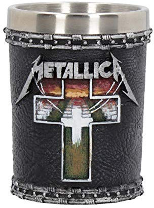 Nemesis Now B4683N9 Metallica-Master of Puppets - Vaso de chupito de resina con inserto de acero inoxidable, 7 cm, color negro