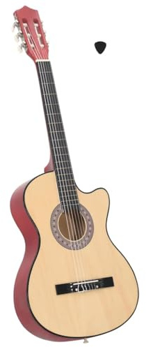 vidaXL Tilleul Guitare Acoustique Pan Coupé Western avec 6 Cordes Musical Instrument d'Apprentissage de Musique Enfants Musicien Amateur 38