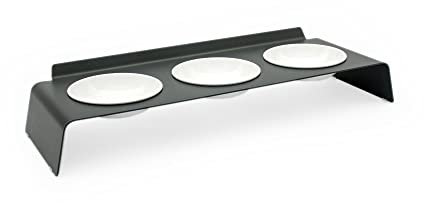 LucyBalu® Erhöhte 3er-Futterstation Katze | Ergonomischer Katzennapf erhöht | Erhöhter Futternapf für Katzen | Ergonomischer Fressnapf & Wassernapf für Katzen | Katzen 3er Napfset erhöht | Anthrazit